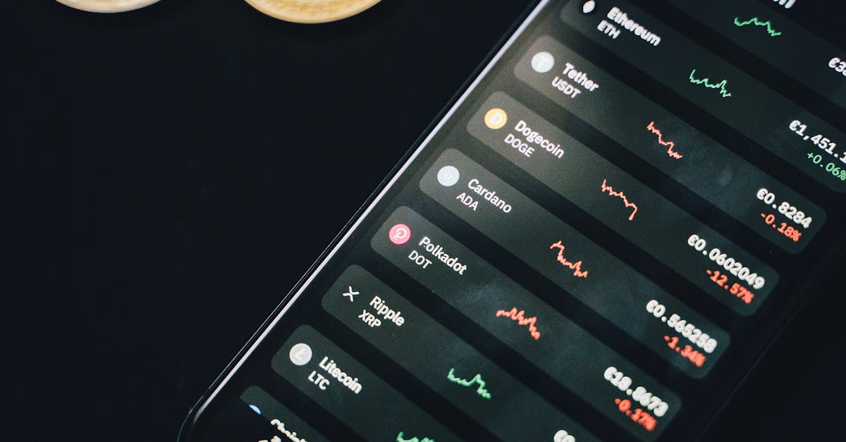 Smartphone showing cryptocurrency exchange app with bitcoin coins in the background, conveying digital finance.